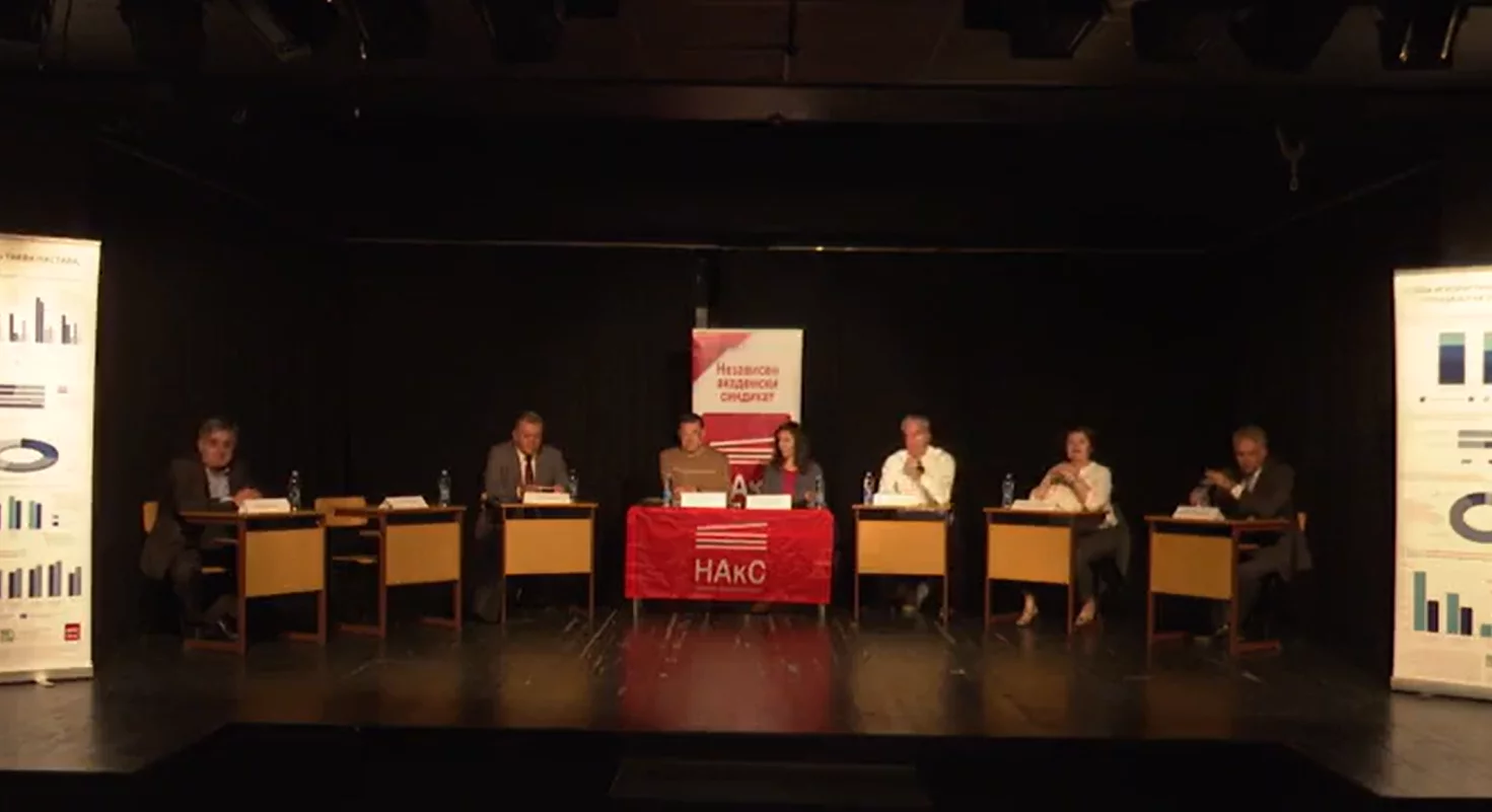 Kandidatët për rektor në debat. Foto: printscreen nga video live e MIA-së