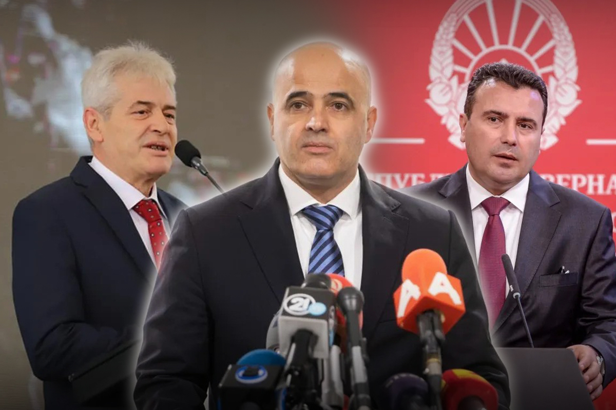 Dimitar Kovaçevski, Ali Ahmeti dhe Zoran Zaev. Foto kolazh nga Portalb.mk