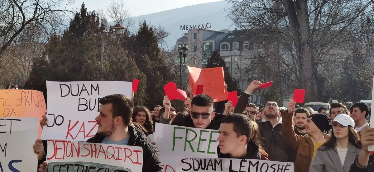 Protestë studentore para MASh-it/ Foto: Meta.mk