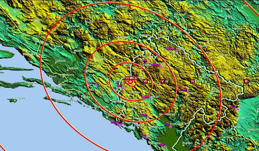 Epiqendra e tërmetit ishte në komunën Plužine, në një thellësi prej 14 kilometrash (Foto: DPHS)
