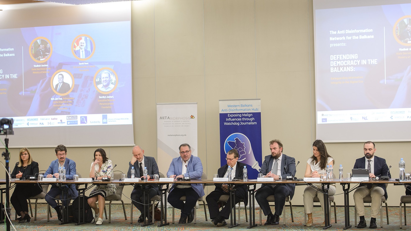Konferenca e Metamorfozis mbi rreziqet e dezinformatave për demokracinë në vend. Foto nga Vanço Xhambaski