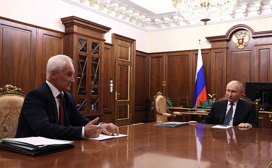 Vladimir Putin dhe Andrej Belousov. Foto: Kremlin.ru