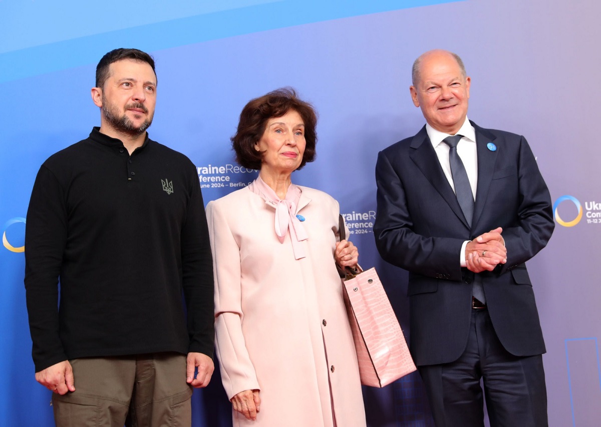 Volodimir Zelenski, Gordana SIljanovska Davkova dhe Olaf Sholz. Foto: Presidenca e RMV-së