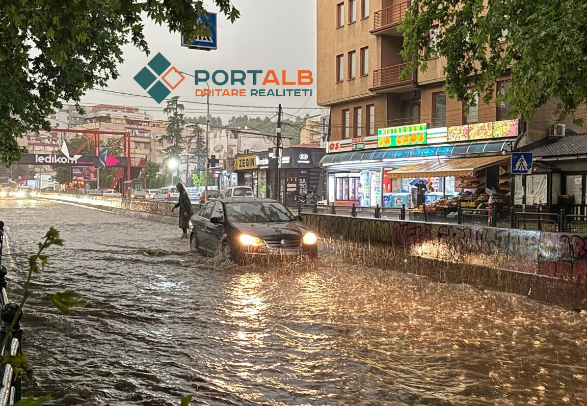 Përmbytje e pjesshme në Çair. Foto e siguruar për Portalb.mk.