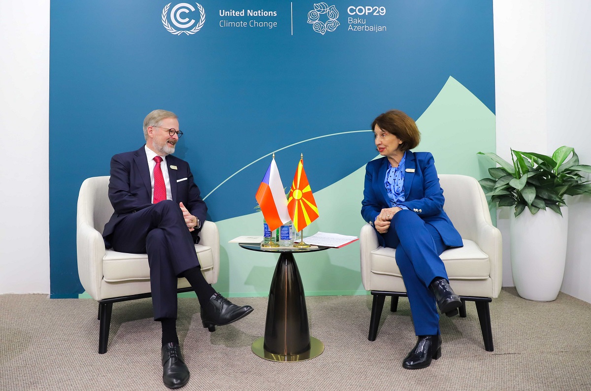 Presidentja Gordana Siljanovska Davkova dhe kryeministri i Çekisë, Petr Fiala. Foto: Presidenca e RMV-së